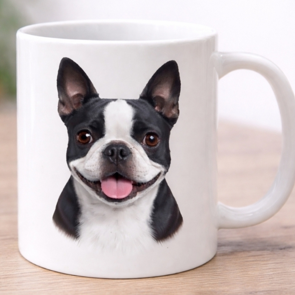 Dog Mug with Boston Terrier Design